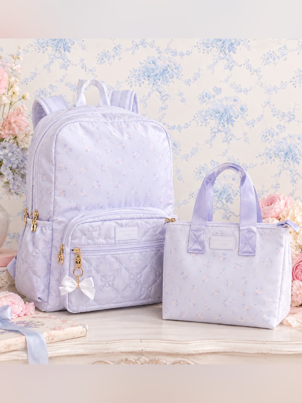 LoveShackFancy x Target Yoobi Breezy Blue Floral Backpack NWT